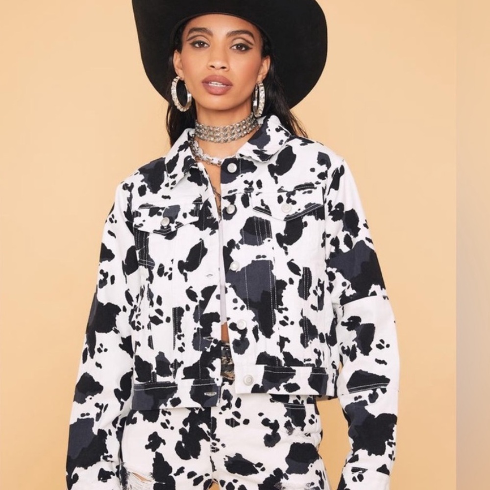 Cow Print Jean Jacket